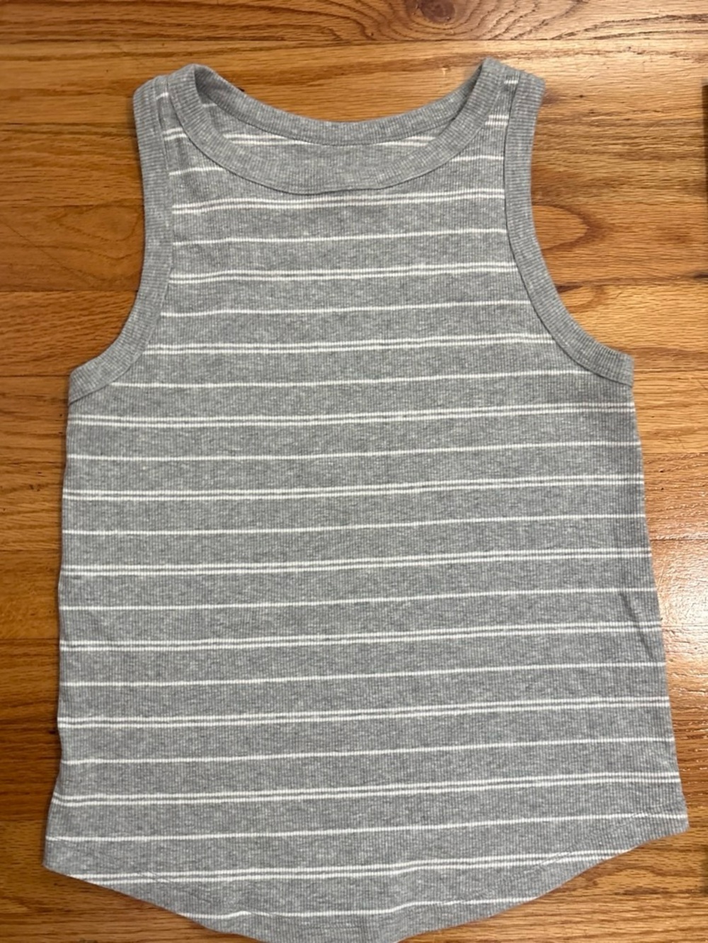 SO Gray and White Striped Ribbed Tank Top